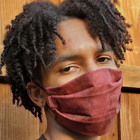 Burgundy Tye Die ReversibeCotton Face Mask,Rse/Wsh - Picture 3 of 5